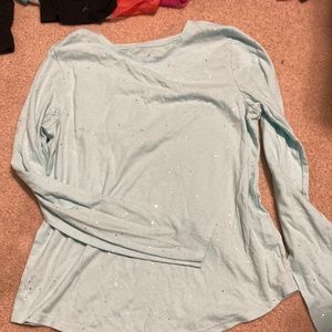 SO sparkly teal long sleeved tee. Lightly used. Size kids 10/12
